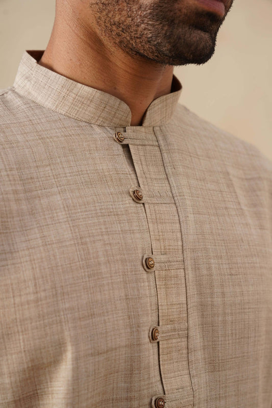 Sand Beige Textured Kurta