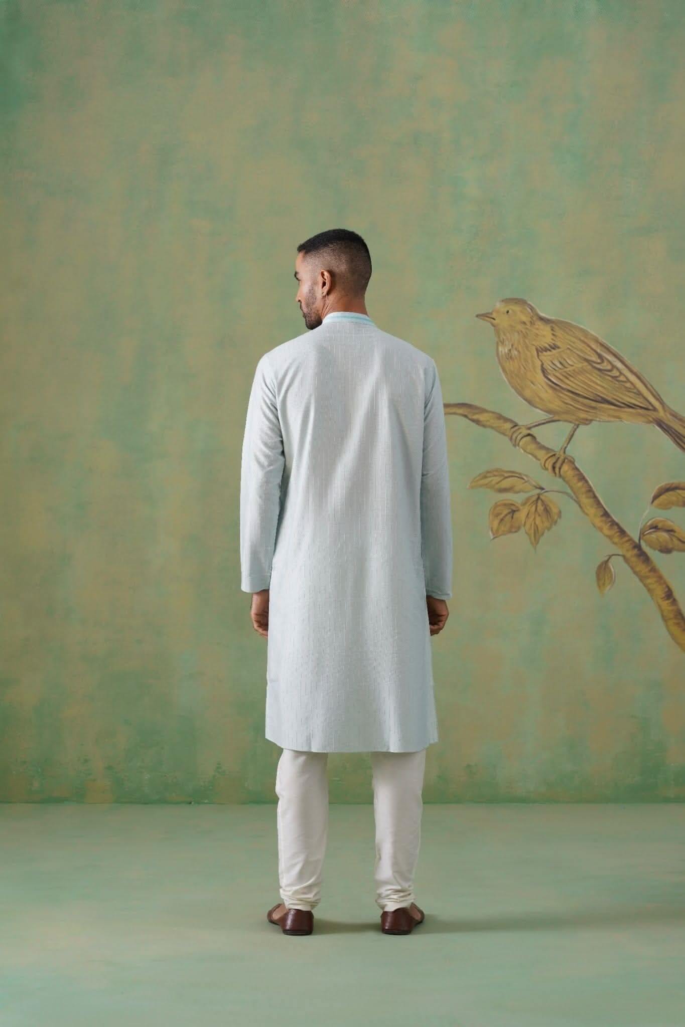 Light Blue Patterned Kurta Set