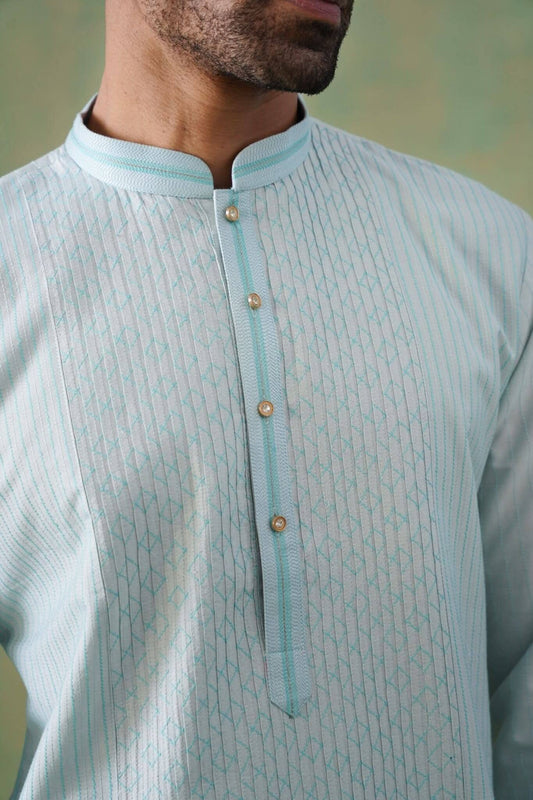 Light Blue Patterned Kurta Set