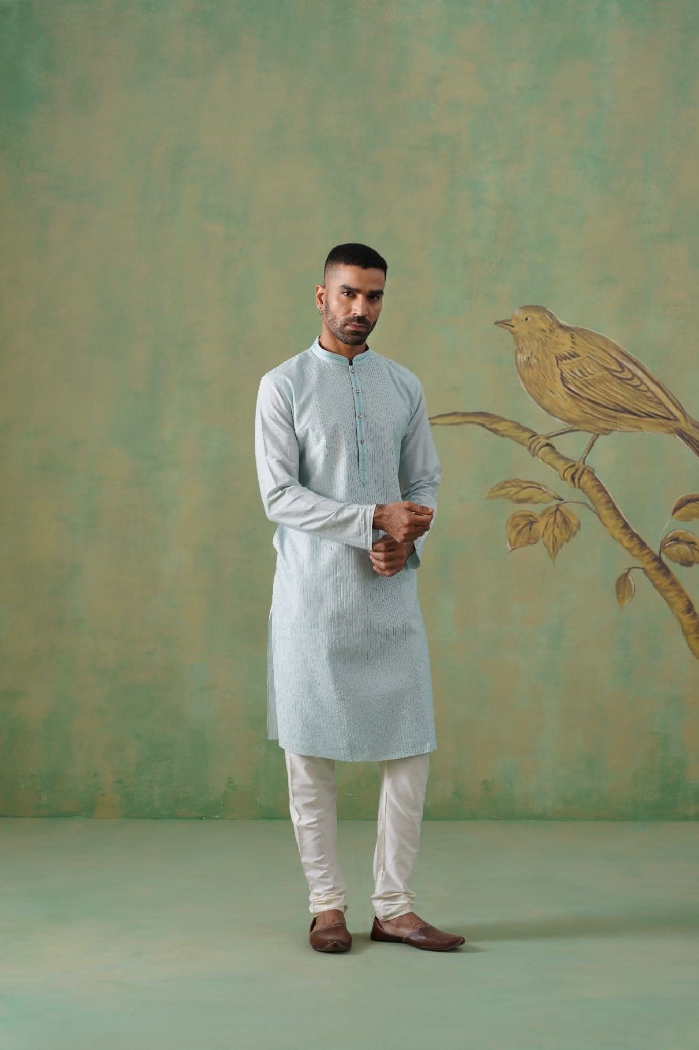 Light Blue Patterned Kurta Set