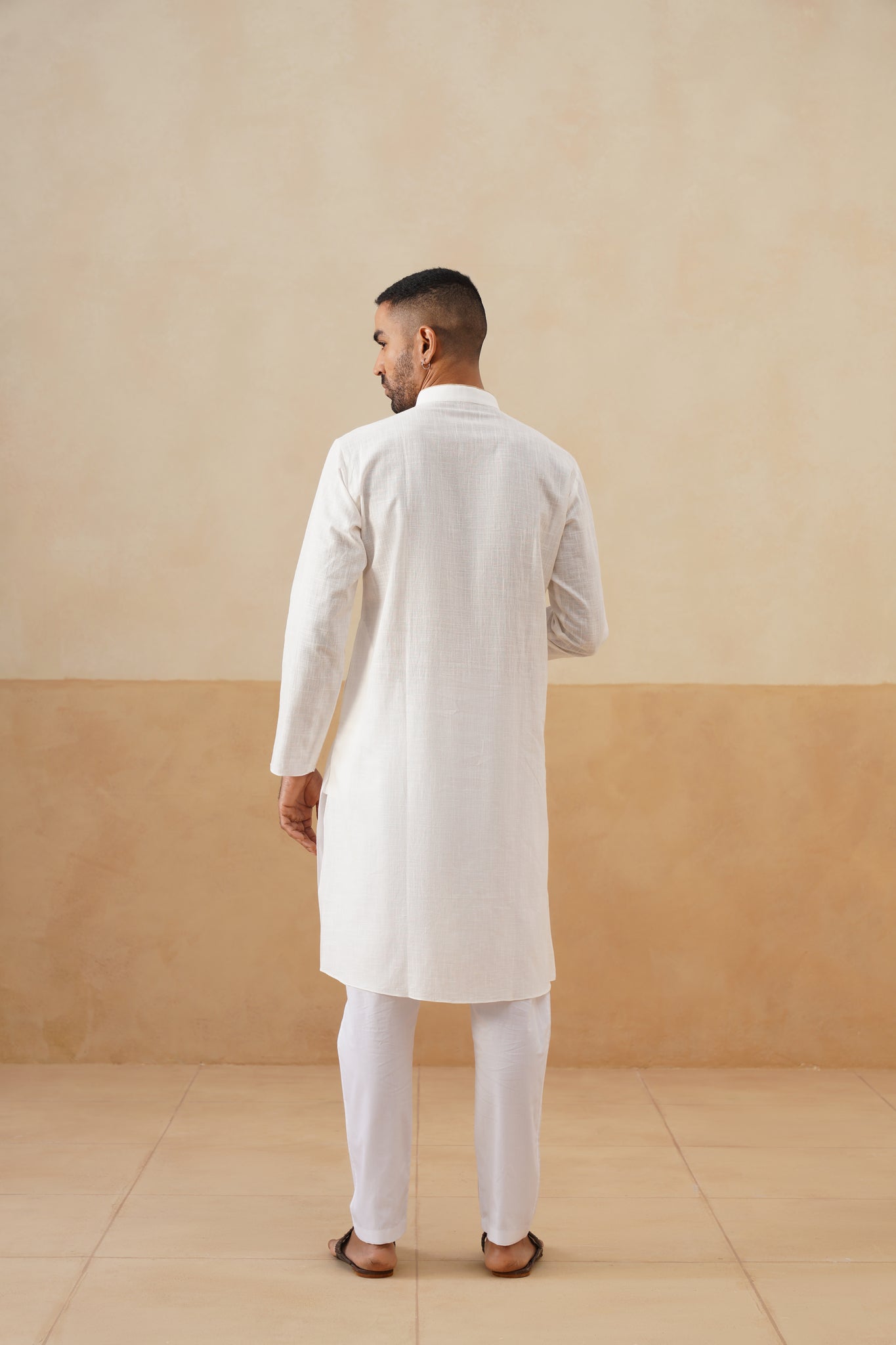 White Textured Kurta