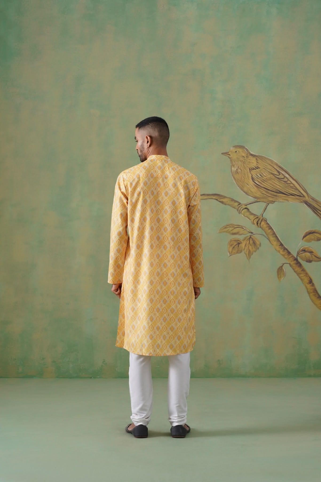 Yellow Angrakha Kurta