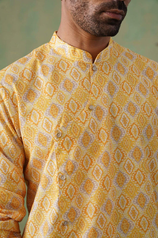 Yellow Angrakha Kurta