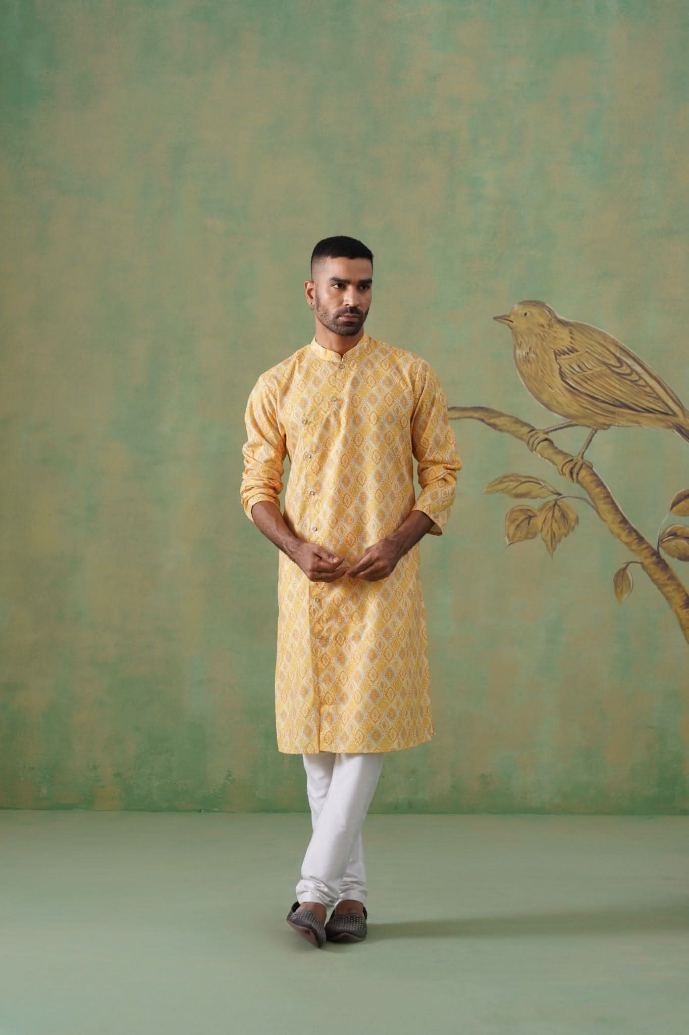 Yellow Angrakha Kurta