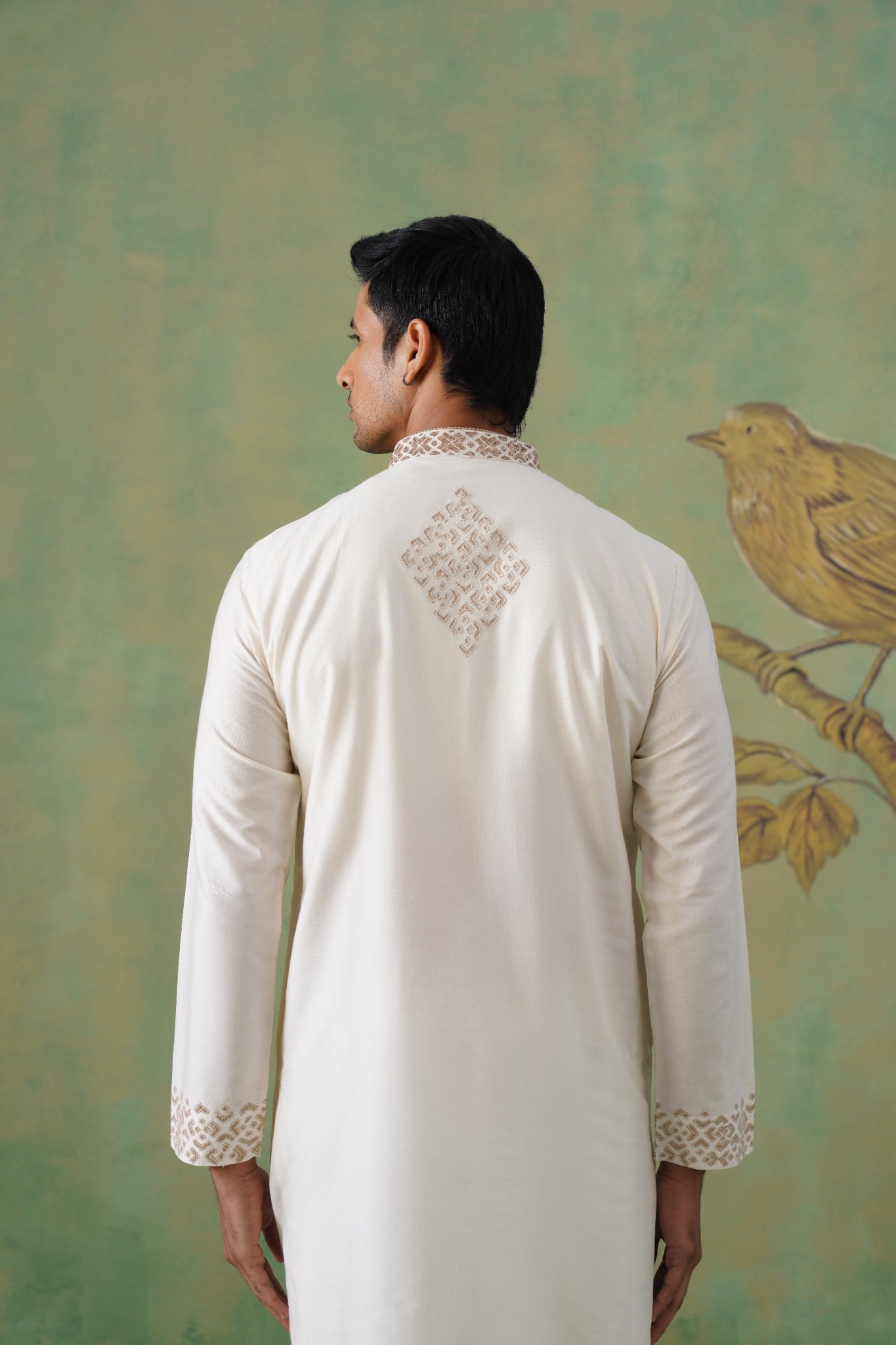 Ivory Gold Embroidered Festive Kurta Set