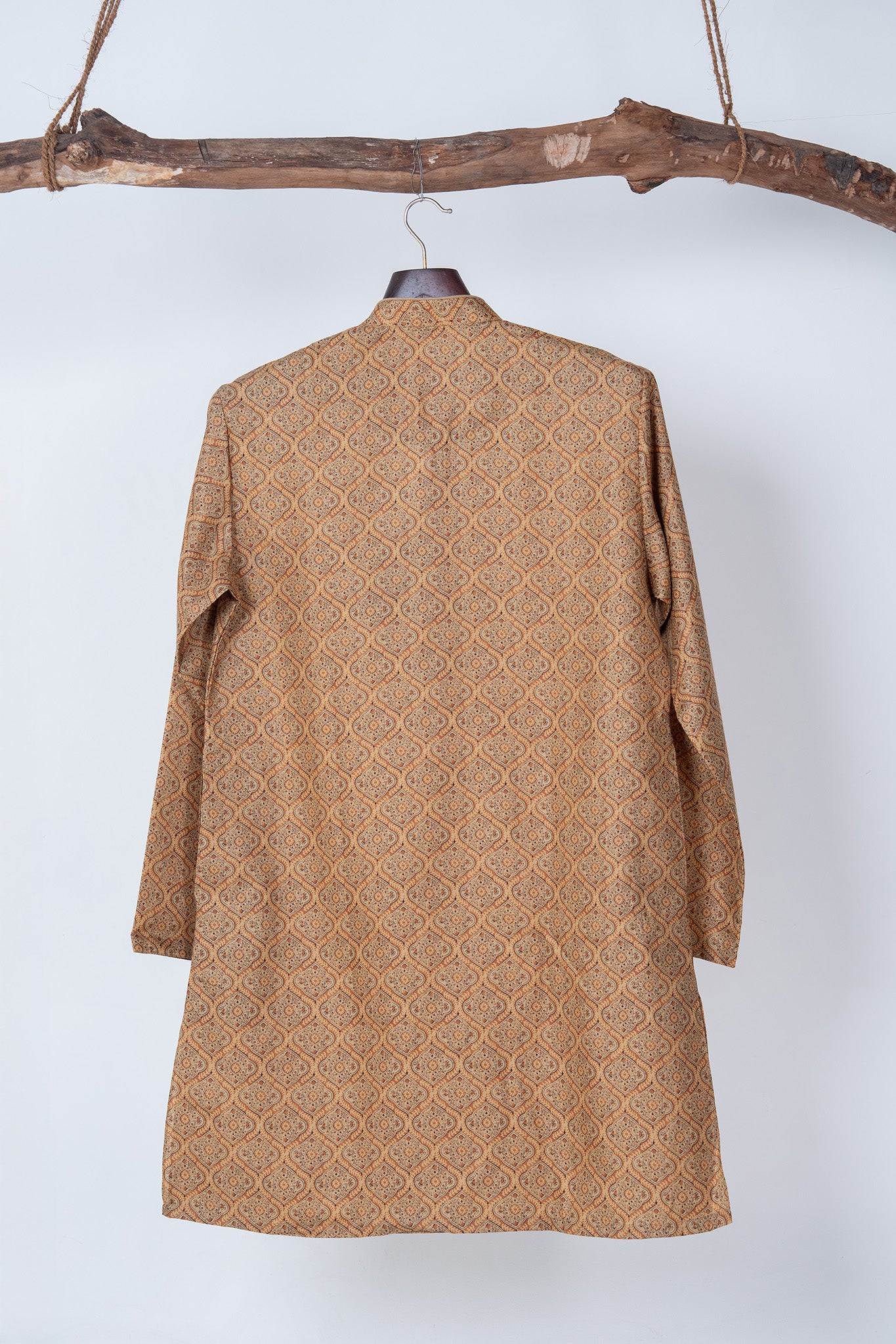 Earthy Brown Ajrakh Motif Cotton Kurta