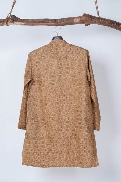Earthy Brown Ajrakh Motif Cotton Kurta