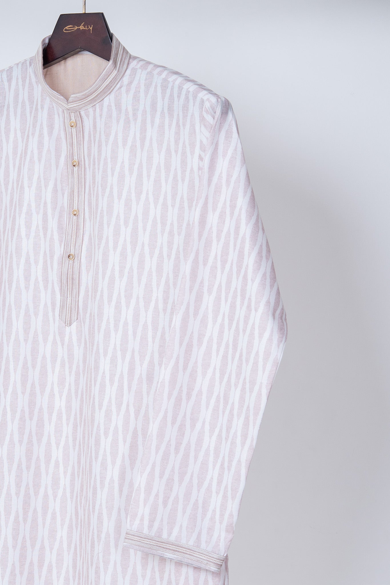 White Ikat Stripe Cotton Kurta