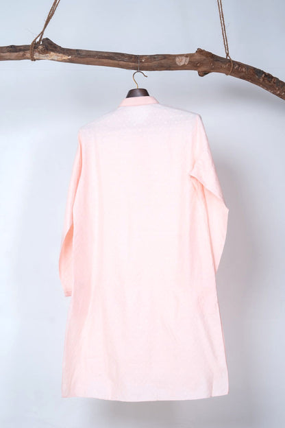 Pink Jacquard Kurta