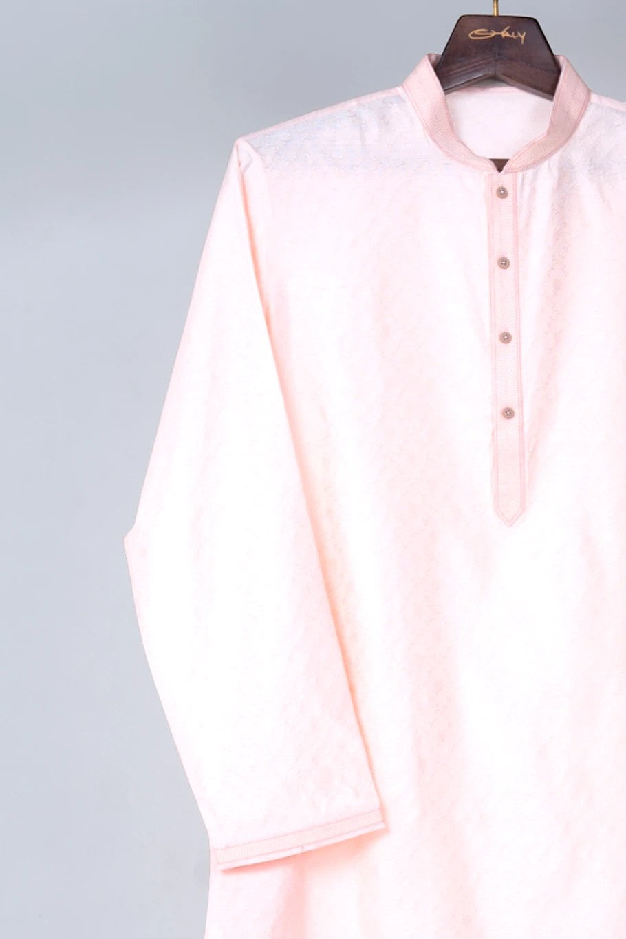 Pink Jacquard Kurta