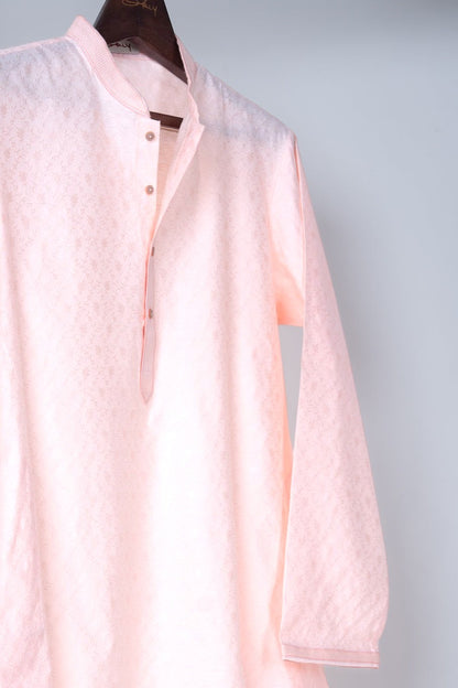 Pink Jacquard Kurta