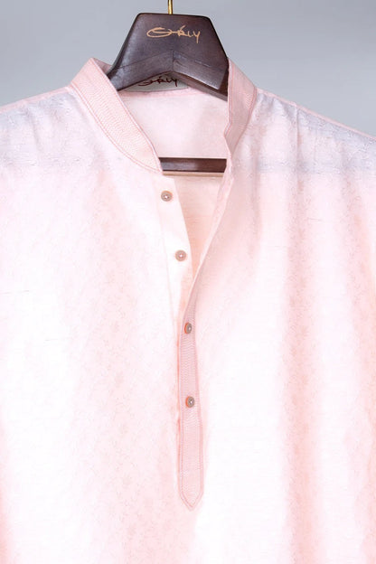 Pink Jacquard Kurta