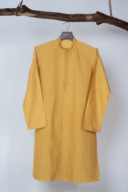 Mustard Pintex Kurta Set