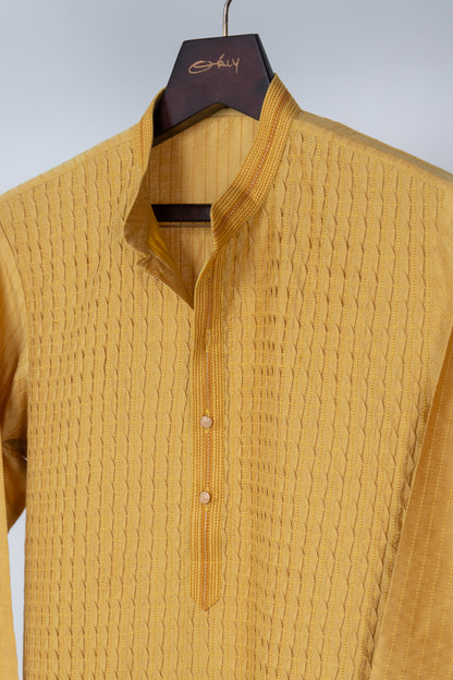 Mustard Pintex Kurta Set