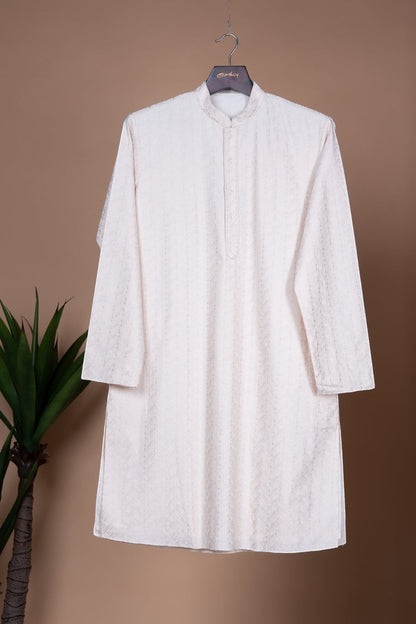 Off White Embroidered Kurta