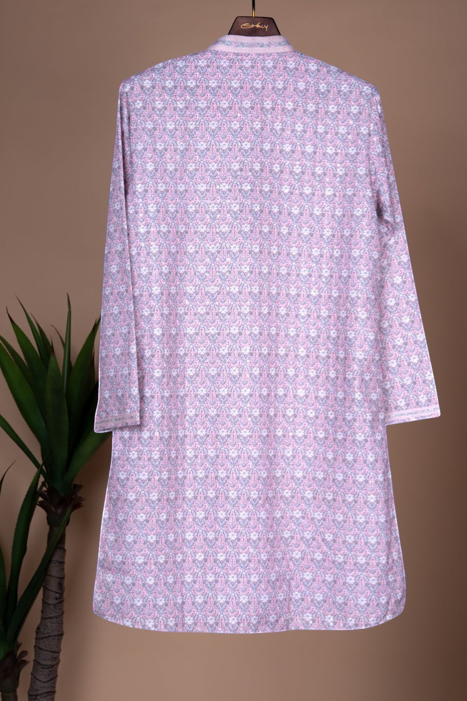 Lilac Floral Print Kurta with Sequin Accents