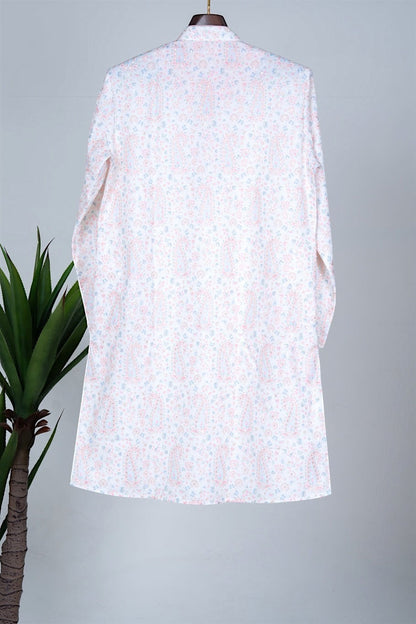 Powder Blue Paisley Floral Print Kurta Set