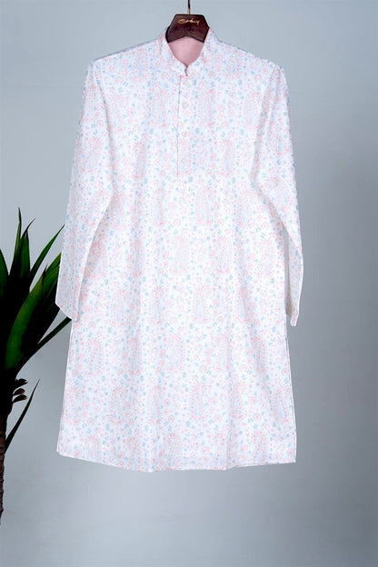 Powder Blue Paisley Floral Print Kurta Set