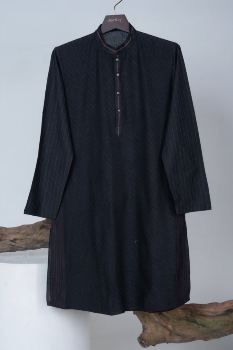 Black Pintex Kurta Set