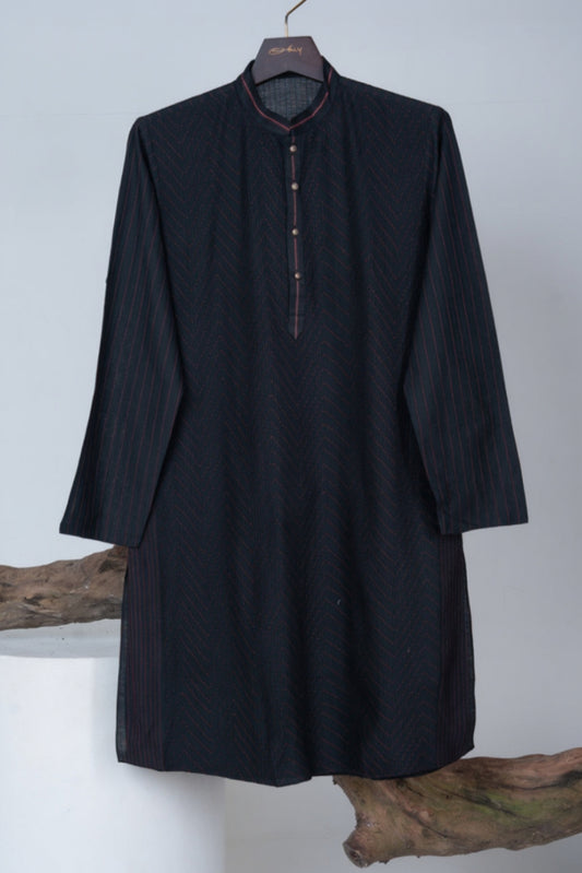 Black Pintex Kurta Set