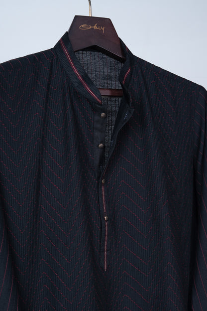 Black Pintex Kurta Set