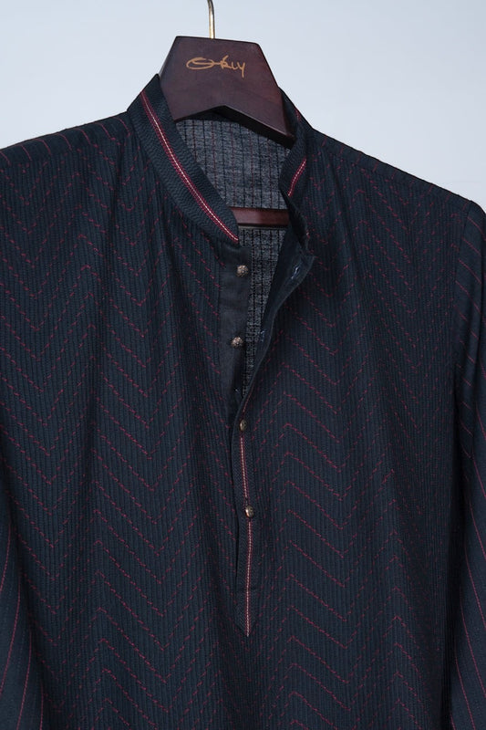 Black Pintex Kurta Set