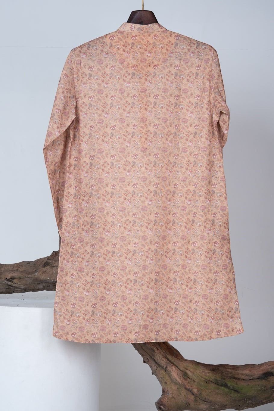 Beige Rose Floral Print Kurta