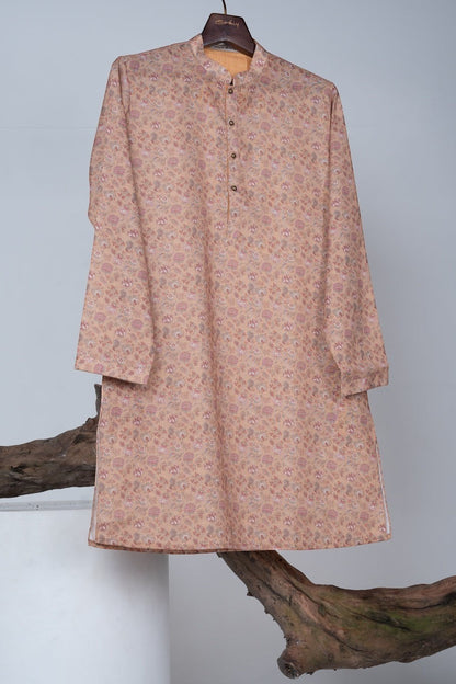 Beige Rose Floral Print Kurta