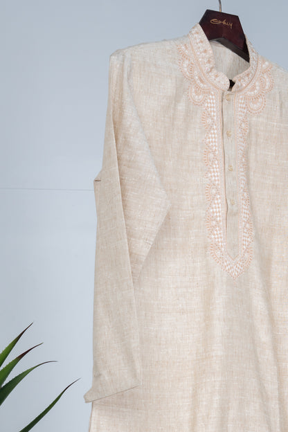 Ivory Hand Embroidered Kurta Set