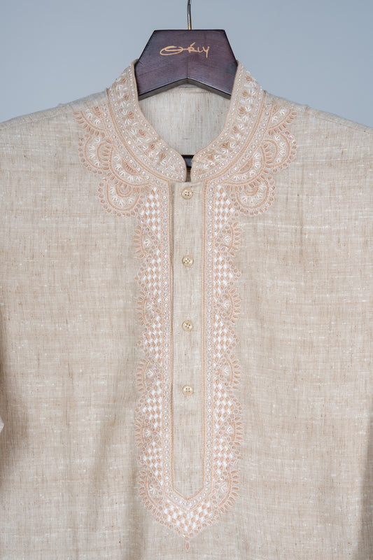 Ivory Hand Embroidered Kurta Set