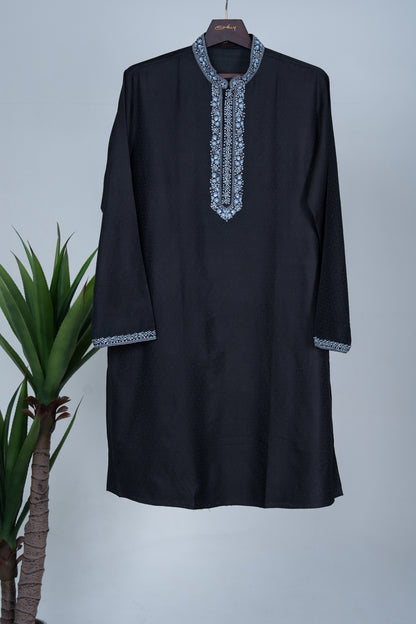 Black Hand Embroidered Kurta Set