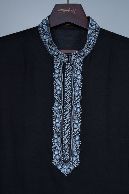 Black Hand Embroidered Kurta Set