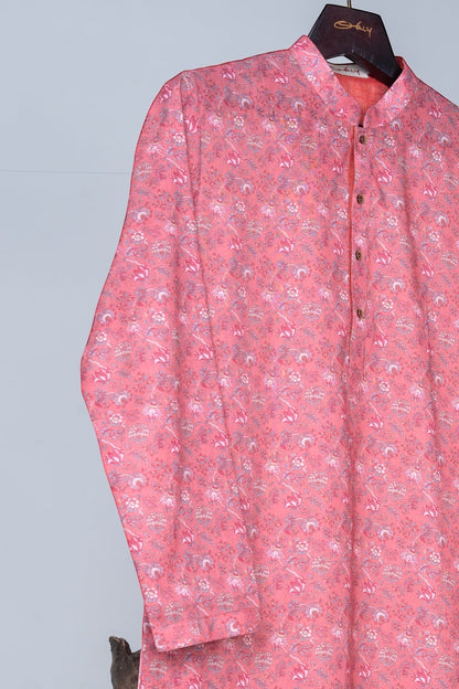 Coral Floral Print Kurta