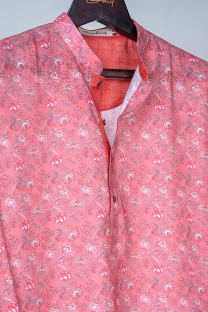 Coral Floral Print Kurta