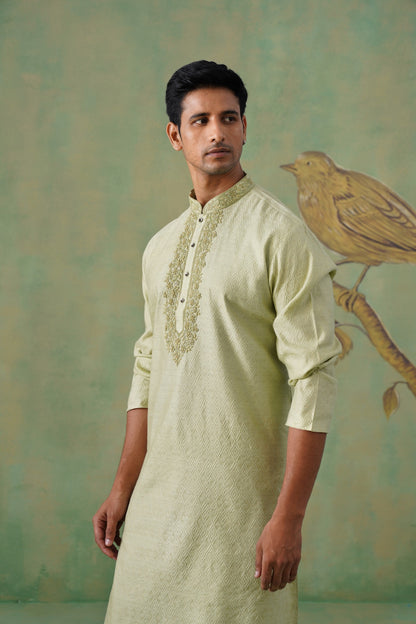 Pastel Sage Hand Embroidered Kurta Set