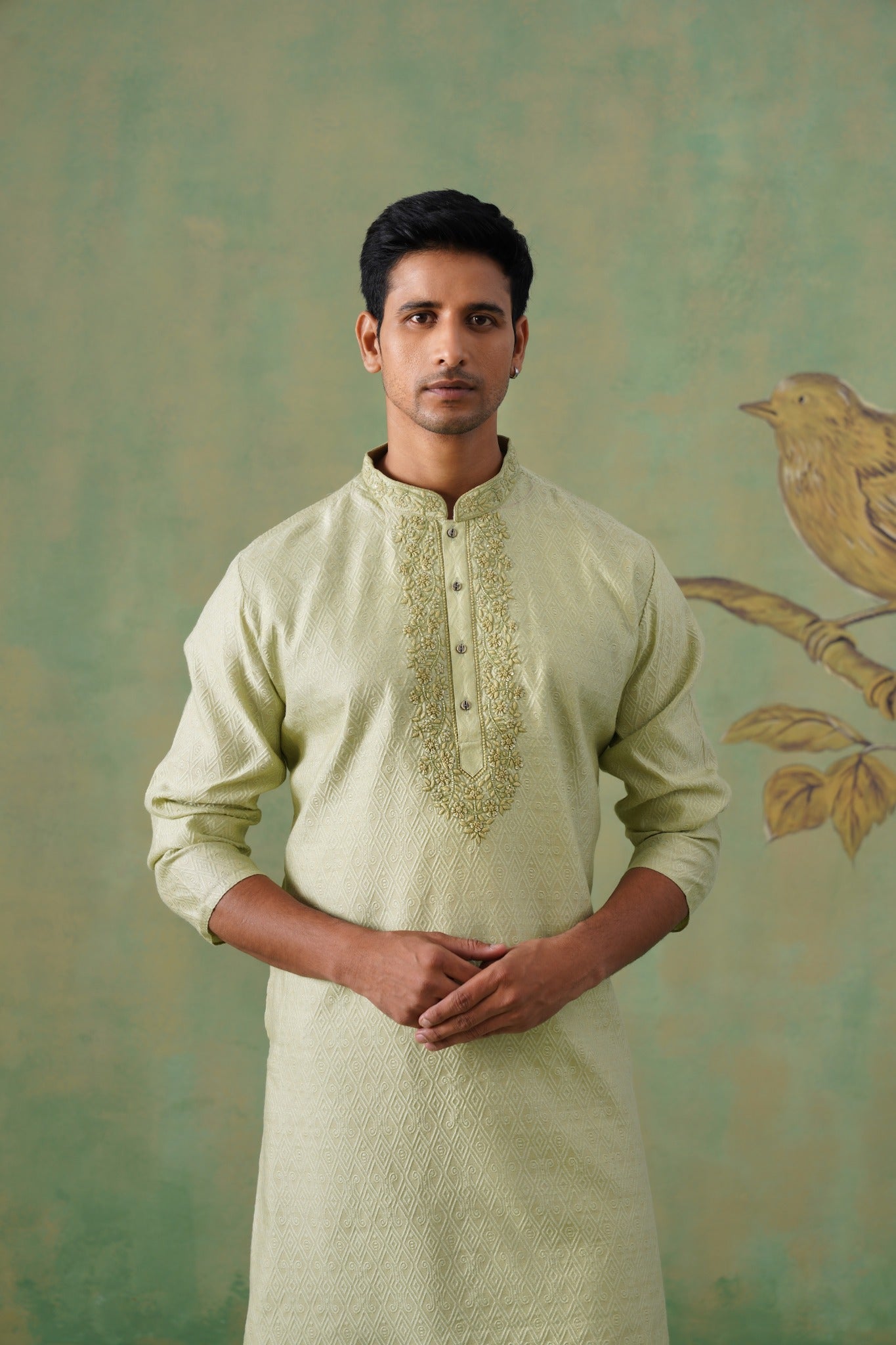 Pastel Sage Hand Embroidered Kurta Set