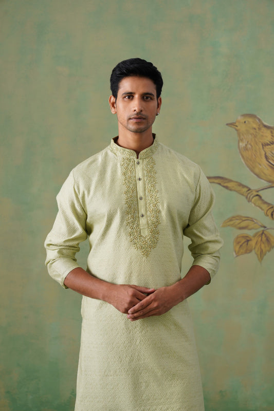 Pastel Sage Hand Embroidered Kurta Set