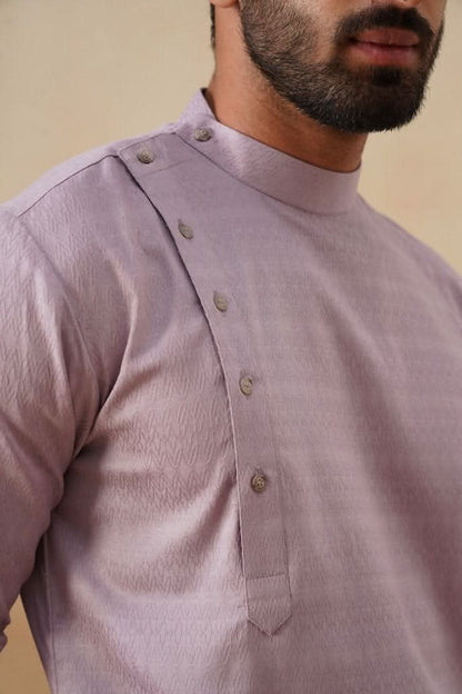 Lilac Cotton Angrakha Kurta