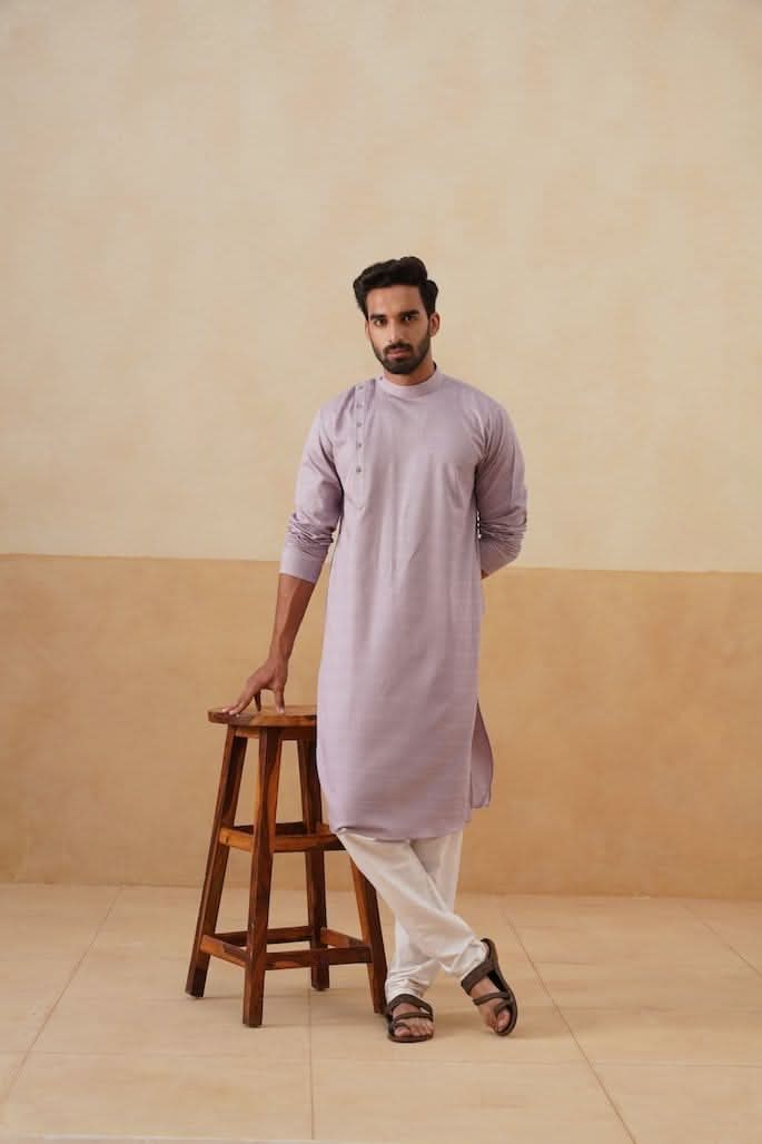 Lilac Cotton Angrakha Kurta