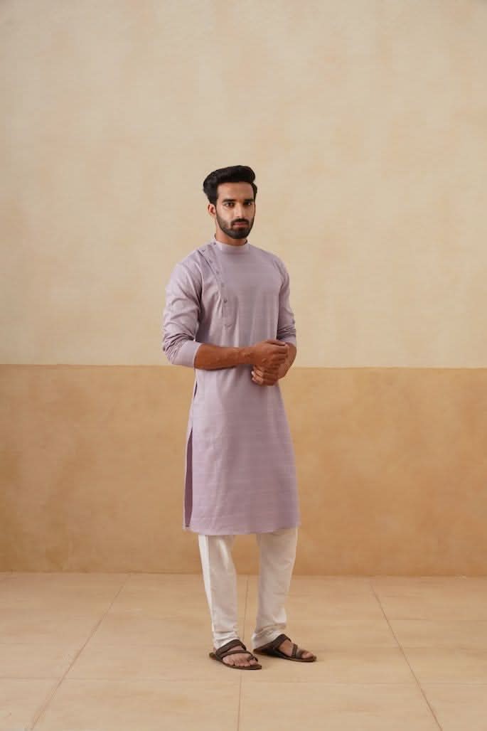 Lilac Cotton Angrakha Kurta
