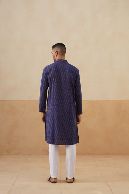 Navy Ikat Pattern Kurta