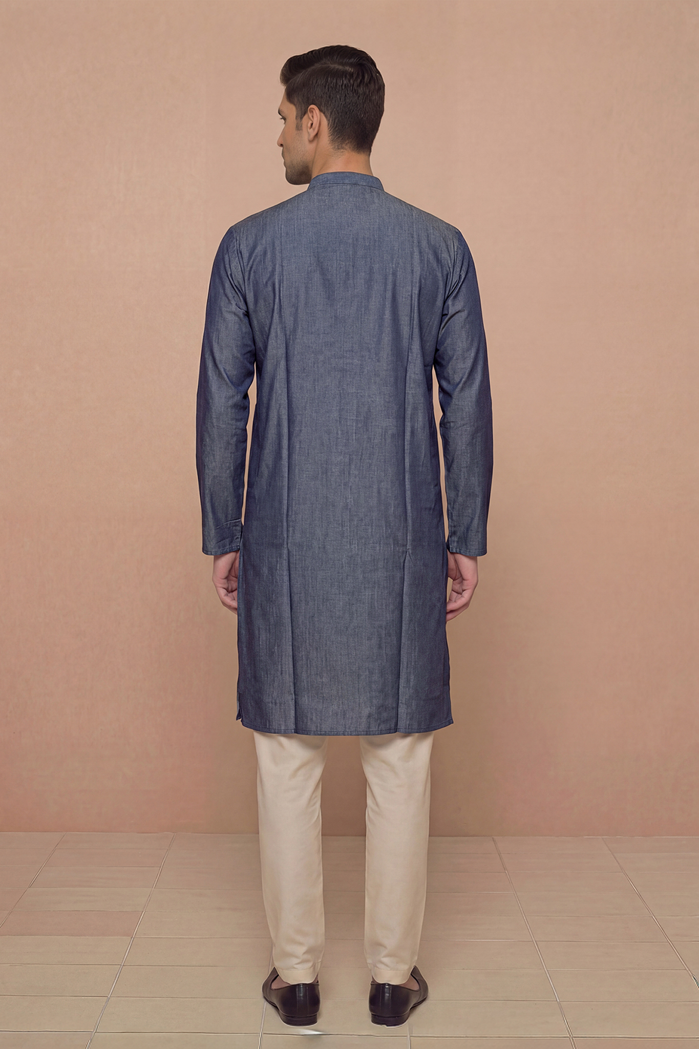 Navy Blue Embroidered Kurta Set