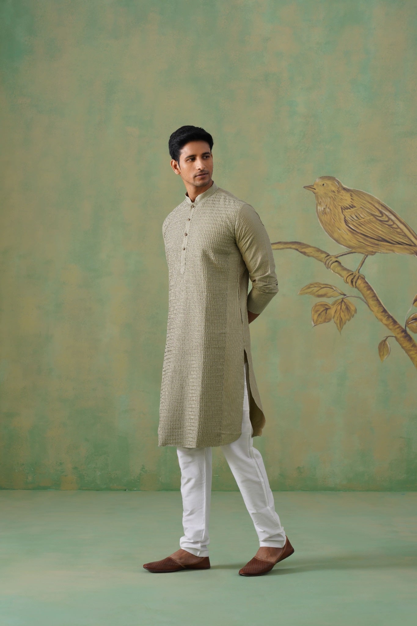 Sage Green Pintex Kurta Set