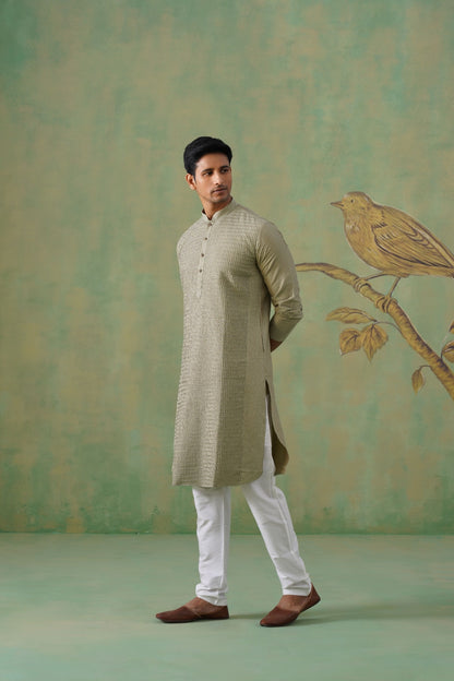 Sage Green Pintex Kurta Set