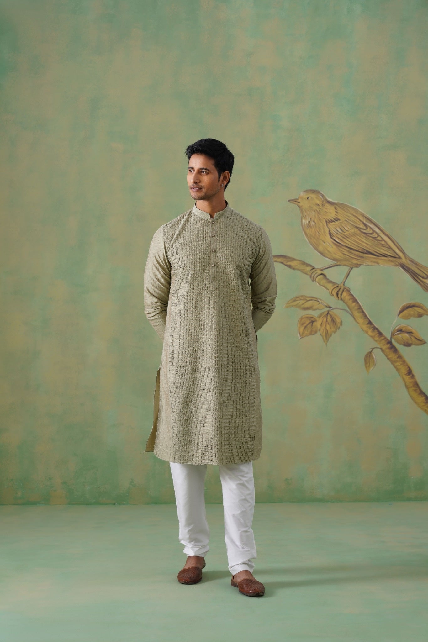 Sage Green Pintex Kurta Set