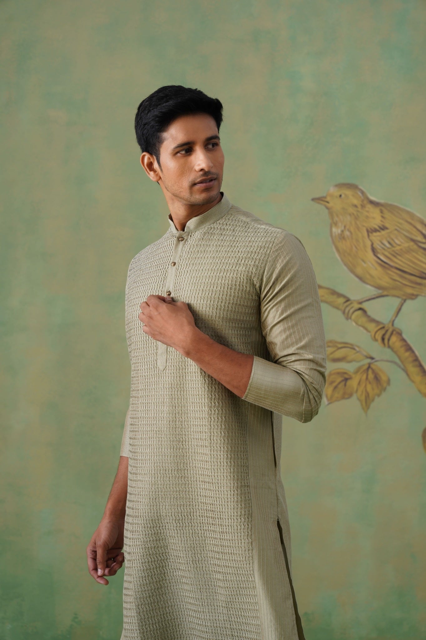 Sage Green Pintex Kurta Set