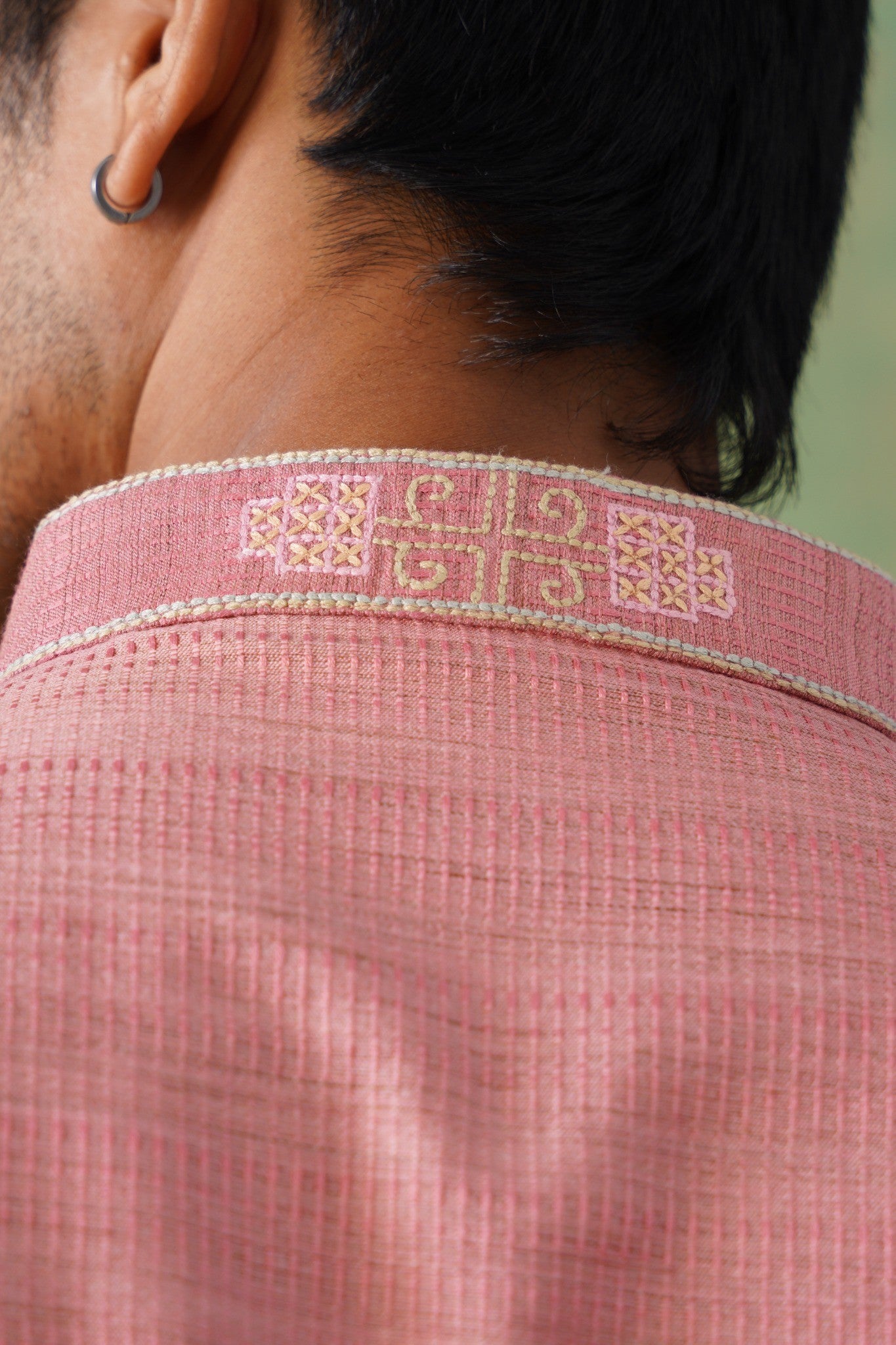 Rose Pink Embroidered Placket Kurta Set