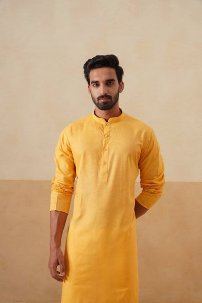 Yellow Mustard Cotton Kurta
