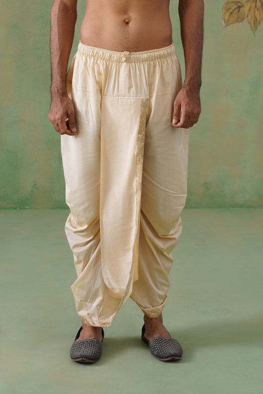 Beige Cotton Dhoti Pants