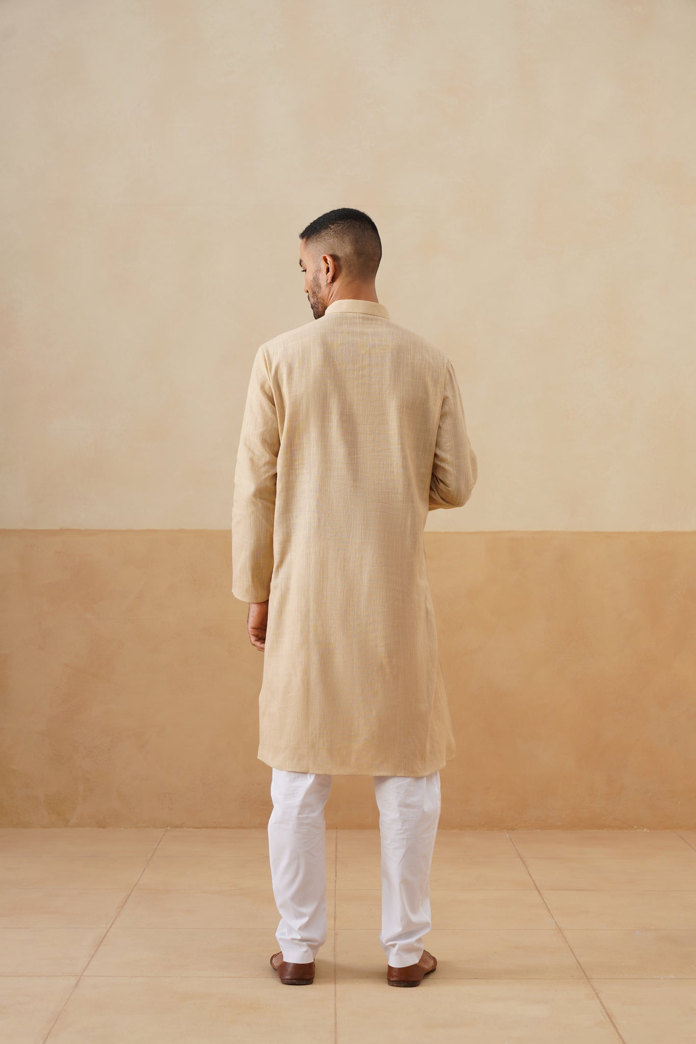 Beige Textured Kurta